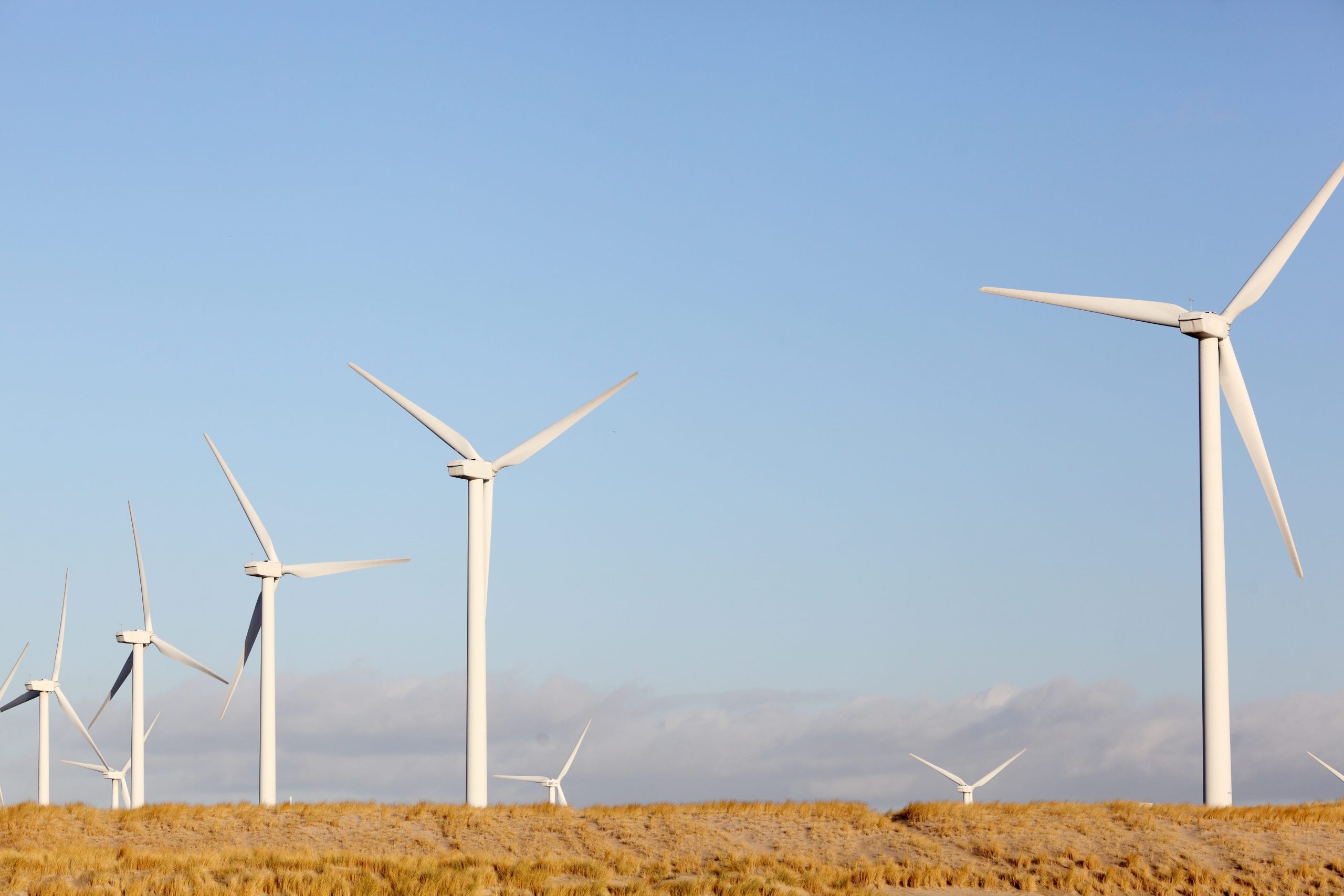 Wind turbines in a clear sky