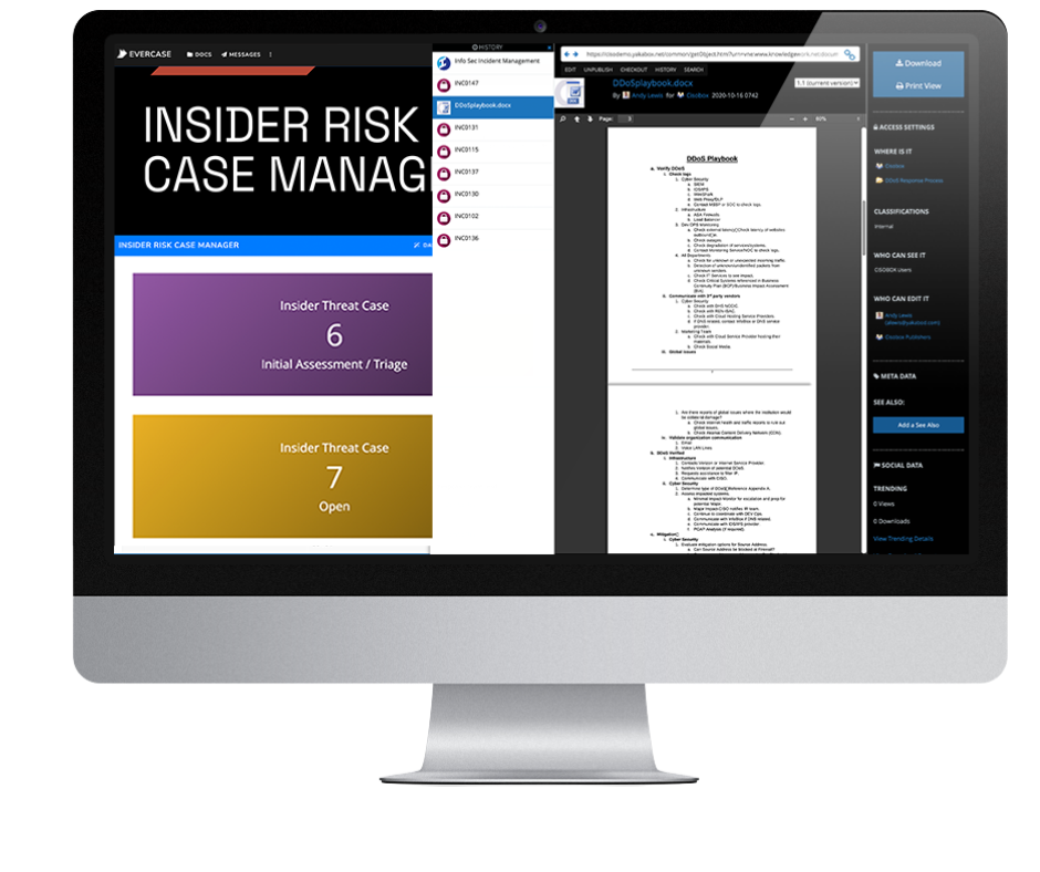 Computer screen displaying risk management interface