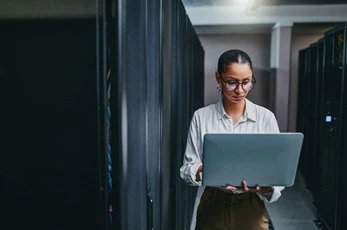 Woman in server room